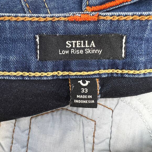 True Religion Jeans Women's 33 (16) Blue Estella Low Rise Skinny Preppy Normcore - Picture 7 of 14